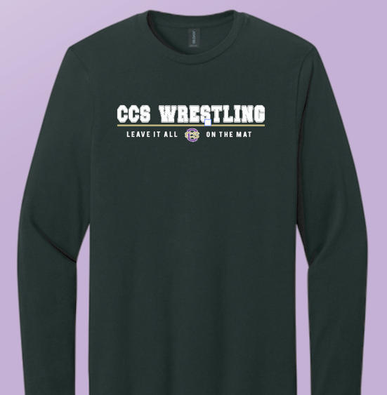 CCS Wrestling "Leave it on the Mat" Design Gildan L/S T-shirt (black)