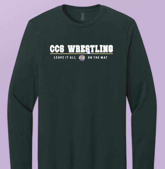 CCS Wrestling "Leave it on the Mat" Design Gildan L/S T-shirt (black)