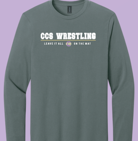 CCS Wrestling "Leave it on the Mat" Design Gildan L/S T-shirt (graphite heather)