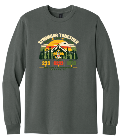 Troop 6233 & 233 & Pack 3233 "Brighter Tomorrows" Design L/S T-shirt (charcoal)(youth)