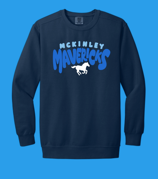 McKinley "All School" Design Comfort Colors Crewneck Sweatshirt (navy~bb/db)