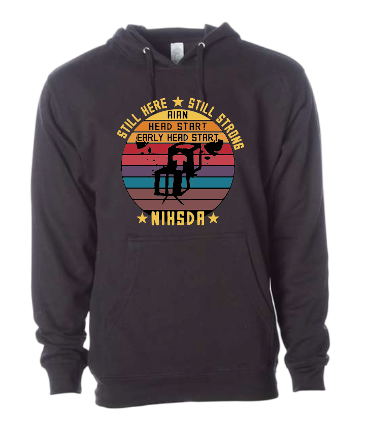 NIHSDA "Still Here, Still Strong" Design Hooded Sweatshirt (charcoal heather)