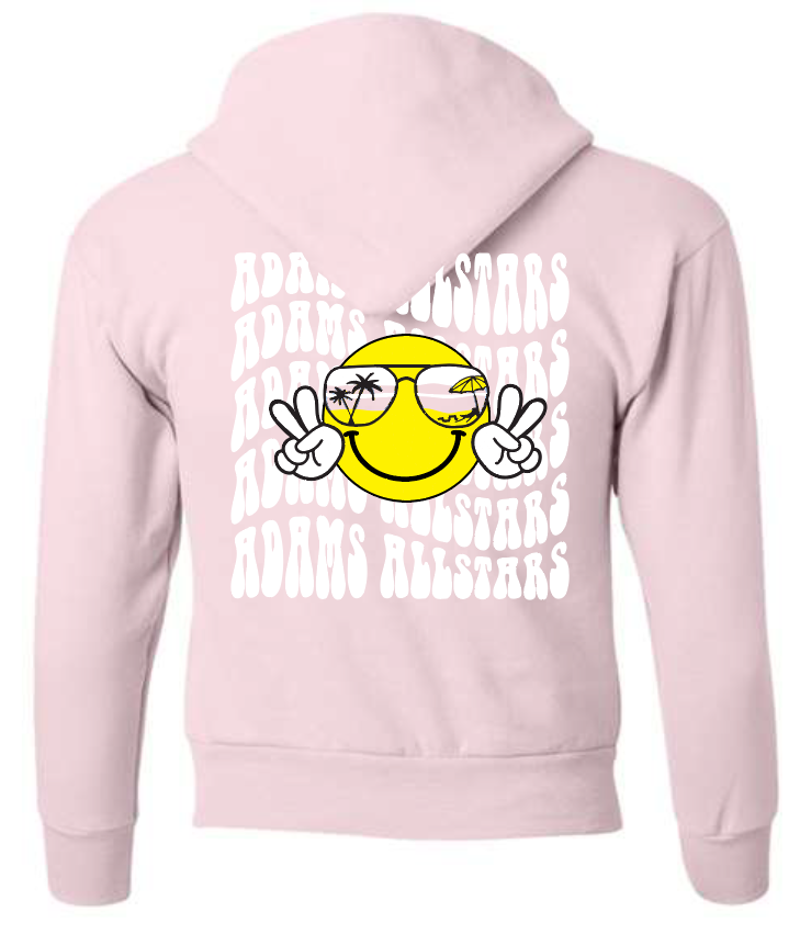 Adams "Smiley" Design Hooded Sweatshirt (pink)