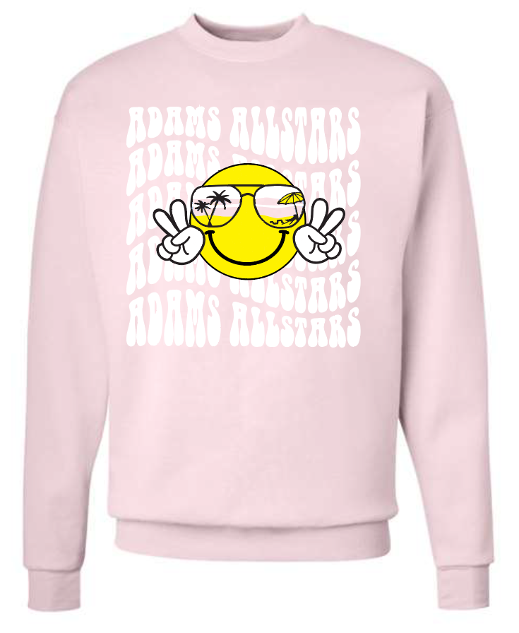 Adams "Smiley" Design Crewneck Sweatshirt (pink)