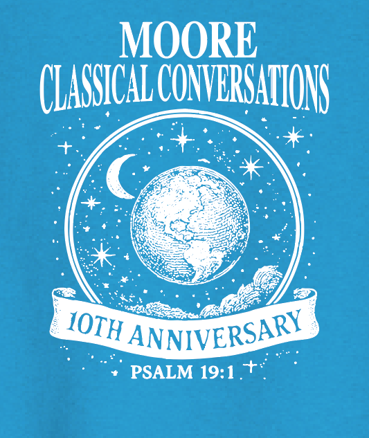Moore Classical Conversations "10th Anniversary" Design S/S T-shirt (blue)