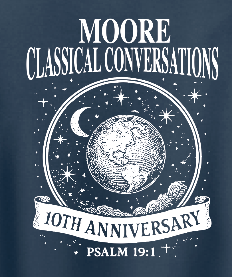 Moore Classical Conversations "10th Anniversary" Design S/S T-shirt (navy)