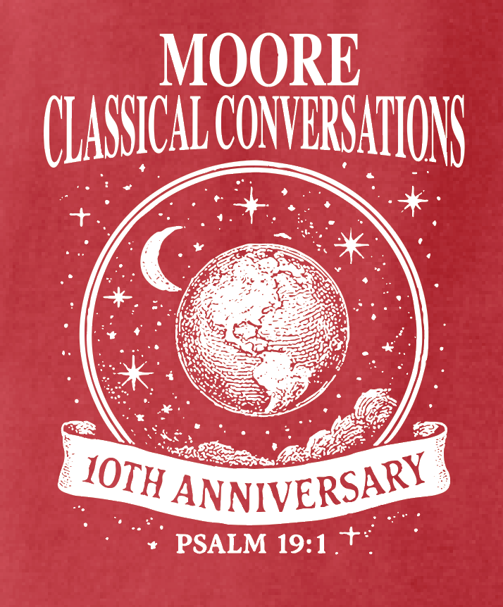 Moore Classical Conversations "10th Anniversary" Design Comfort Colors S/S T-shirt (crimson)