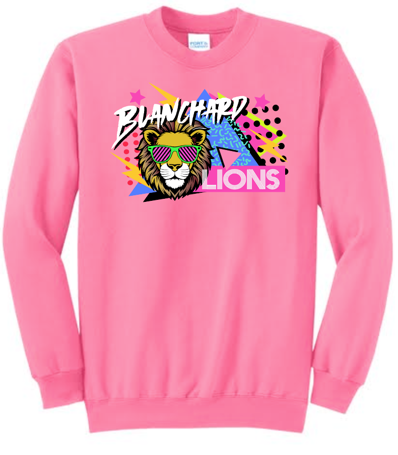 Blanchard PTO "90's Blast" Design Crewneck Sweatshirt (neon pink)