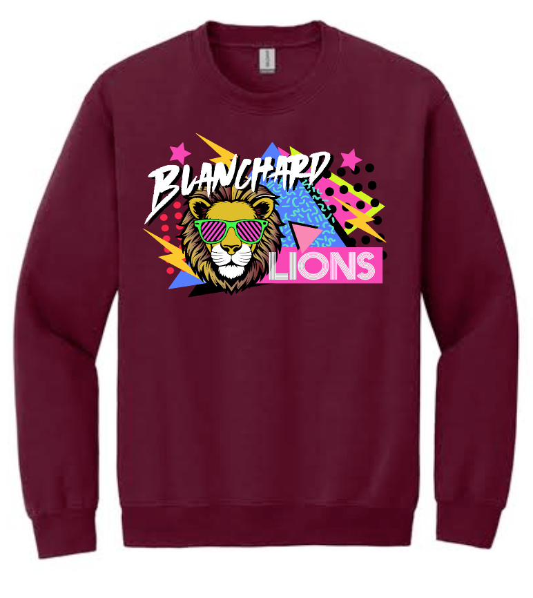 Blanchard PTO "90's Blast" Design Crewneck Sweatshirt (maroon)
