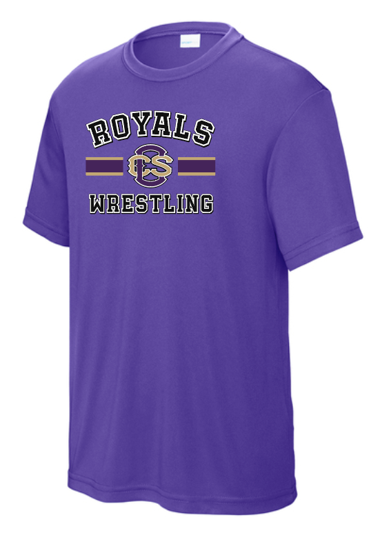 CCS Wrestling "Bar Logo" Design S/S Moisture Wicking T-shirt (heather purple)