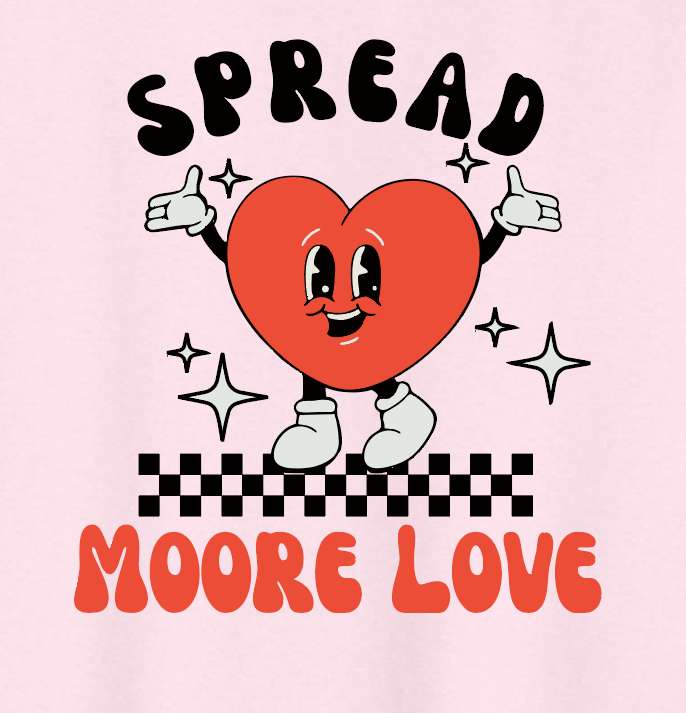HWJH Moore Love "Happy Heart Cartoon" Design Gildan L/S T-shirt (pink)