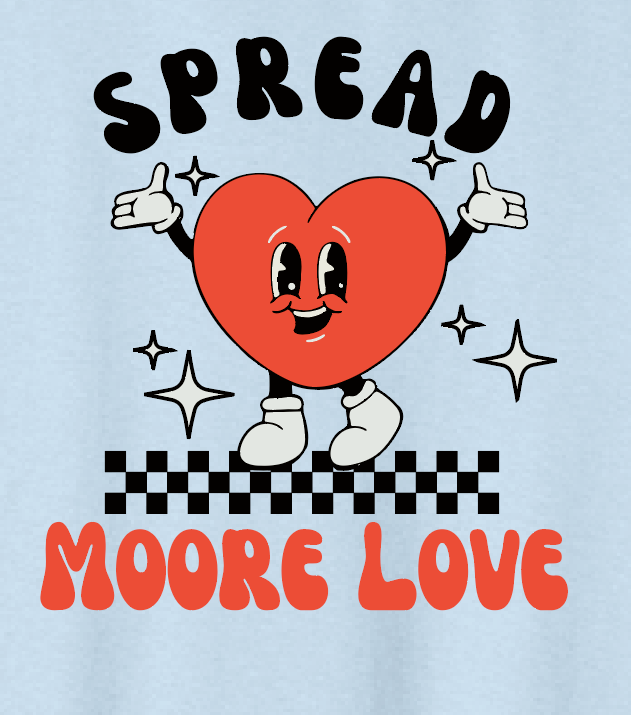 HWJH Moore Love "Happy Heart Cartoon" Design Crewneck Sweatshirt (blue)