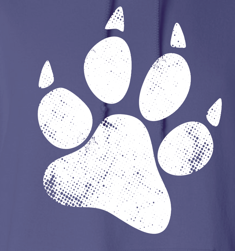 Alcott "Distressed Paw" Design Hooded Sweatshirt (purple)