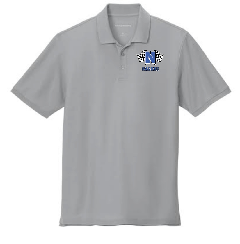 Newcastle Middle School "Racer Flags" Unisex Pique Polo (grey)