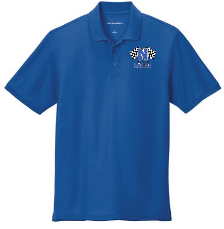 Newcastle Middle School "Racer Flags" Unisex Pique Polo (royal)