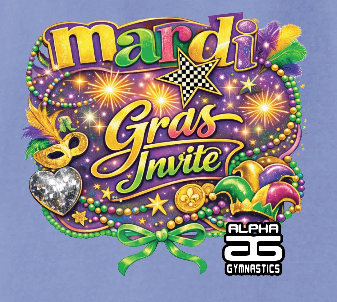 Alpha Gymnastics "Mardi Gras" Design Comfort Colors Crewneck Sweatshirt