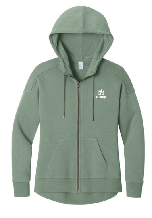 Moore Public Schools "Logo" District Women's Full Zip Sweatshirt (green)
