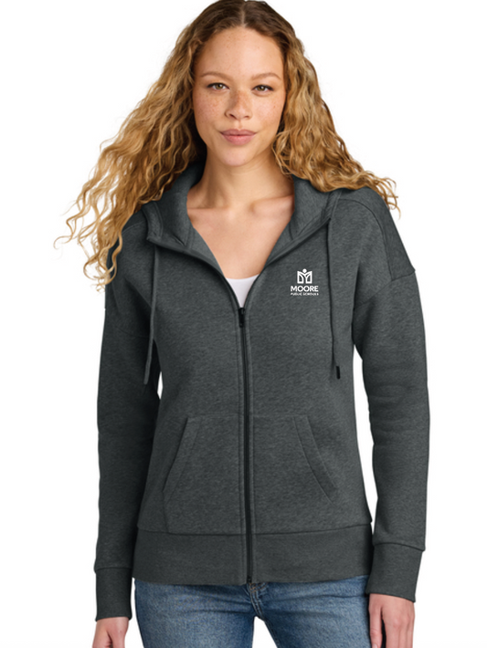 Moore Public Schools "Logo" District Women's Full Zip Sweatshirt (htr charcoal)