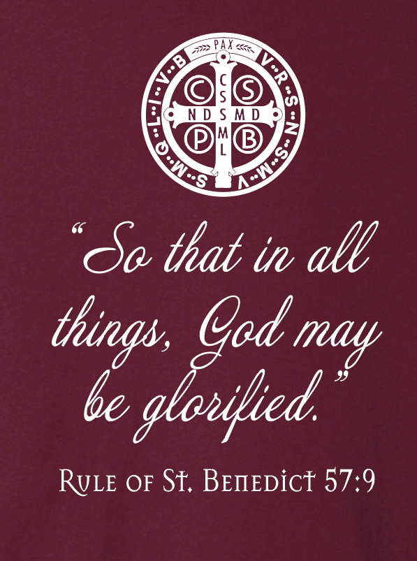 St. Gregory's Abbey S/S V-neck T-shirt (maroon)