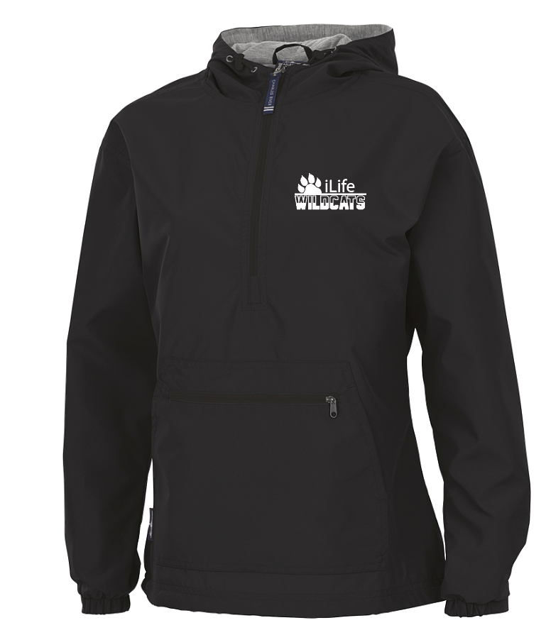 ILife "ILife Wildcats" Design Ladies Anorak Pullover (black)