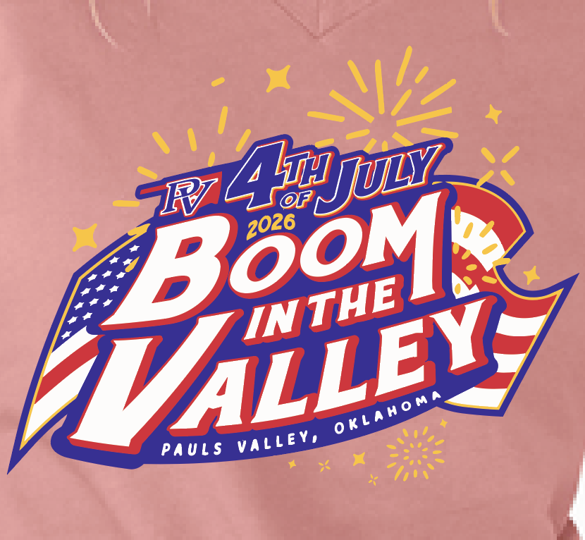 Pauls Valley "4th of July" Design Women's S/S V-neck (Mauve)