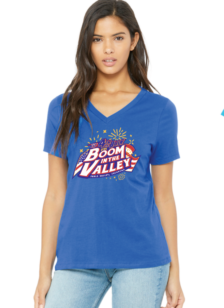 Pauls Valley "4th of July" Design Women's S/S V-neck (royal)