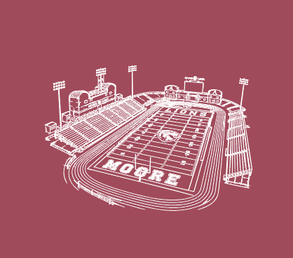 Moore High Football "Line Art Stadium" Design S/S T-shirt (brick)