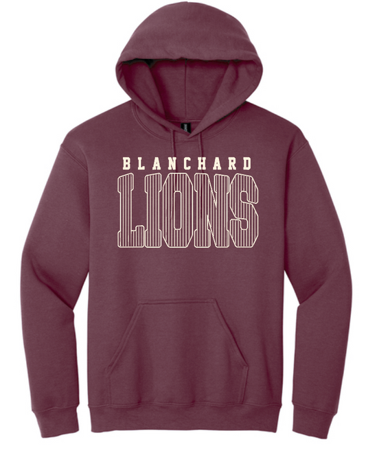 Blanchard PTO "Striped" Design Gildan Hooded Sweatshirt (maroon)