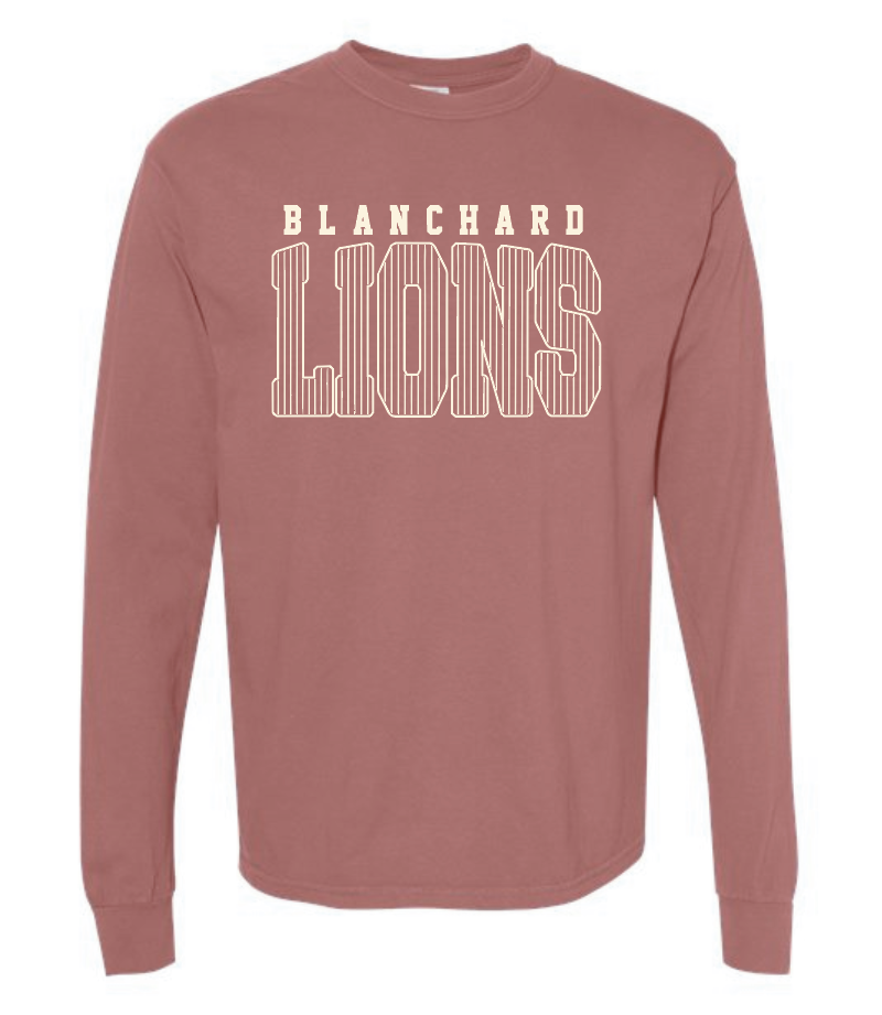 Blanchard PTO "Striped" Design Comfort Colors L/S T-shirt (crimson)