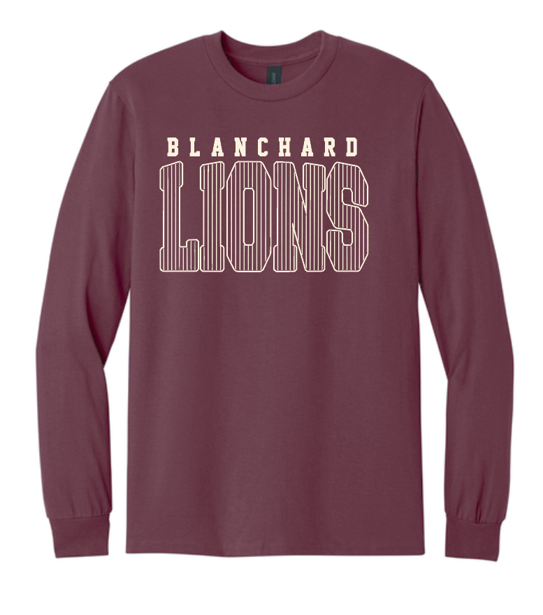 Blanchard PTO "Striped" Design Gildan L/S T-shirt (maroon)