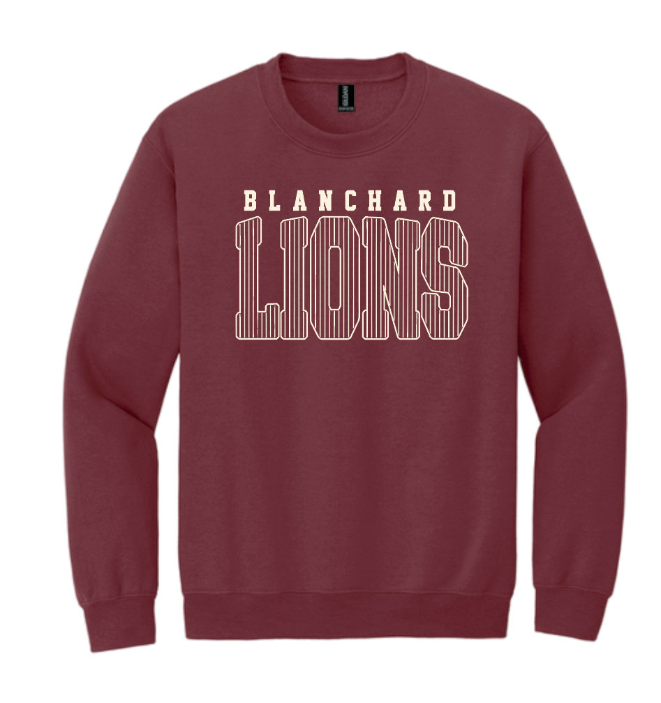 Blanchard PTO "Striped" Design Gildan Crewneck Sweatshirt (maroon)
