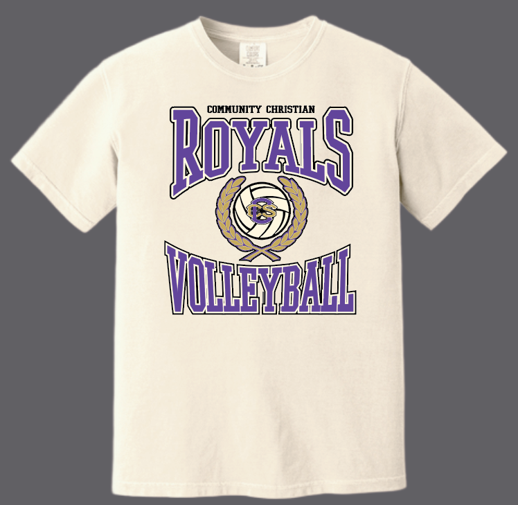 CCS Volleyball "Crest" Design Comfort Colors S/S T-shirt (ivory)