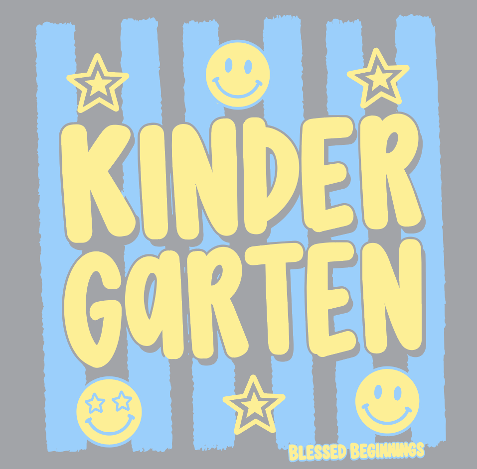 St. Andrews~Blessed Beginnings "Kindergarten" Design S/S T-shirt (youth; adult) (granite)