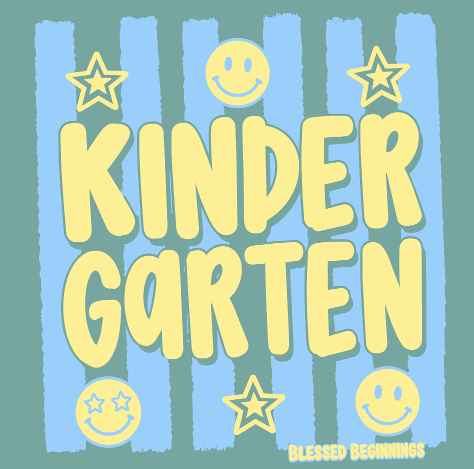 St. Andrews~Blessed Beginnings "Kindergarten" Design S/S T-shirt (youth; adult) (seafoam)