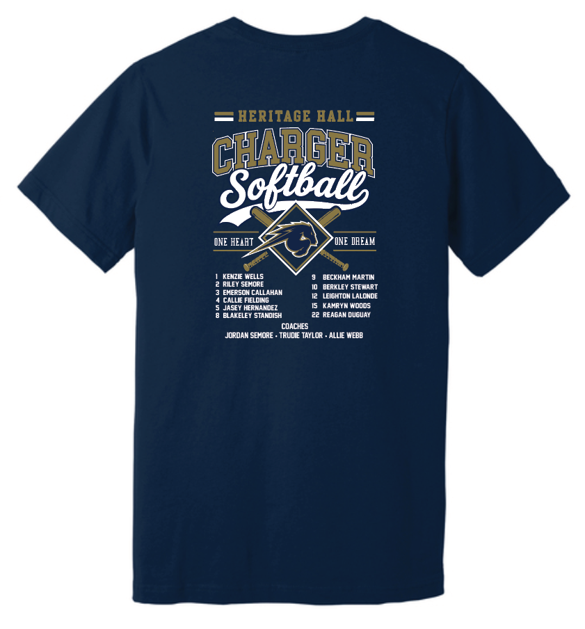 Heritage Hall Softball "Design #1~with Roster" S/S BellaCanvas T-shirt