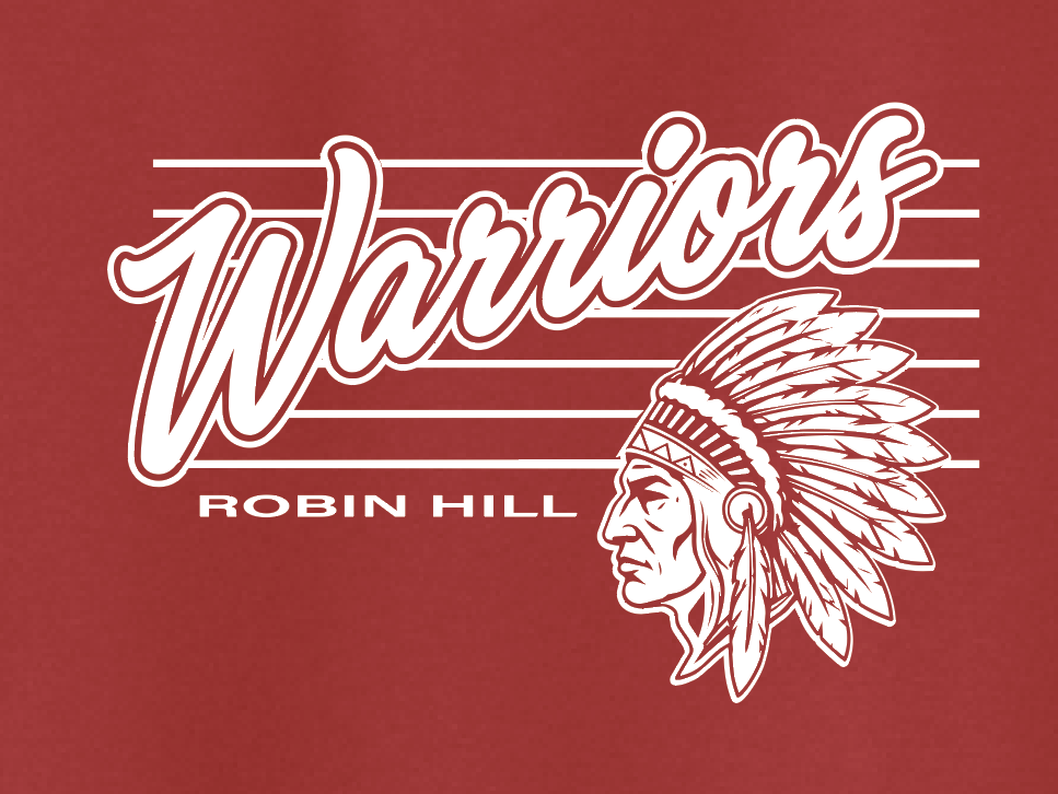 Robin Hill "Warriors" Design Gildan Hooded Sweatshirt (youth)(red)