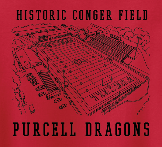 Purcell Band "Line Drawing Field" Design Gildan Crewneck Sweatshirt (red)