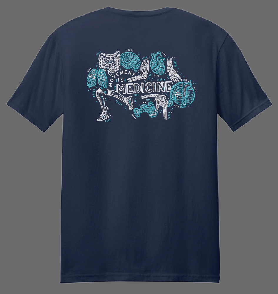 NRH Outpatient Physical Rehab "Movement is Medicine" Design S/S T-shirt (navy)