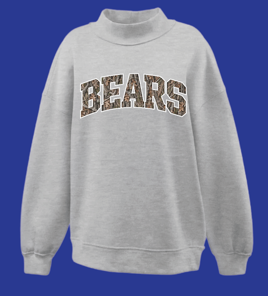 Noble Soccer "Bears Camo" Design Mock Neck Sweatshirt (women's)