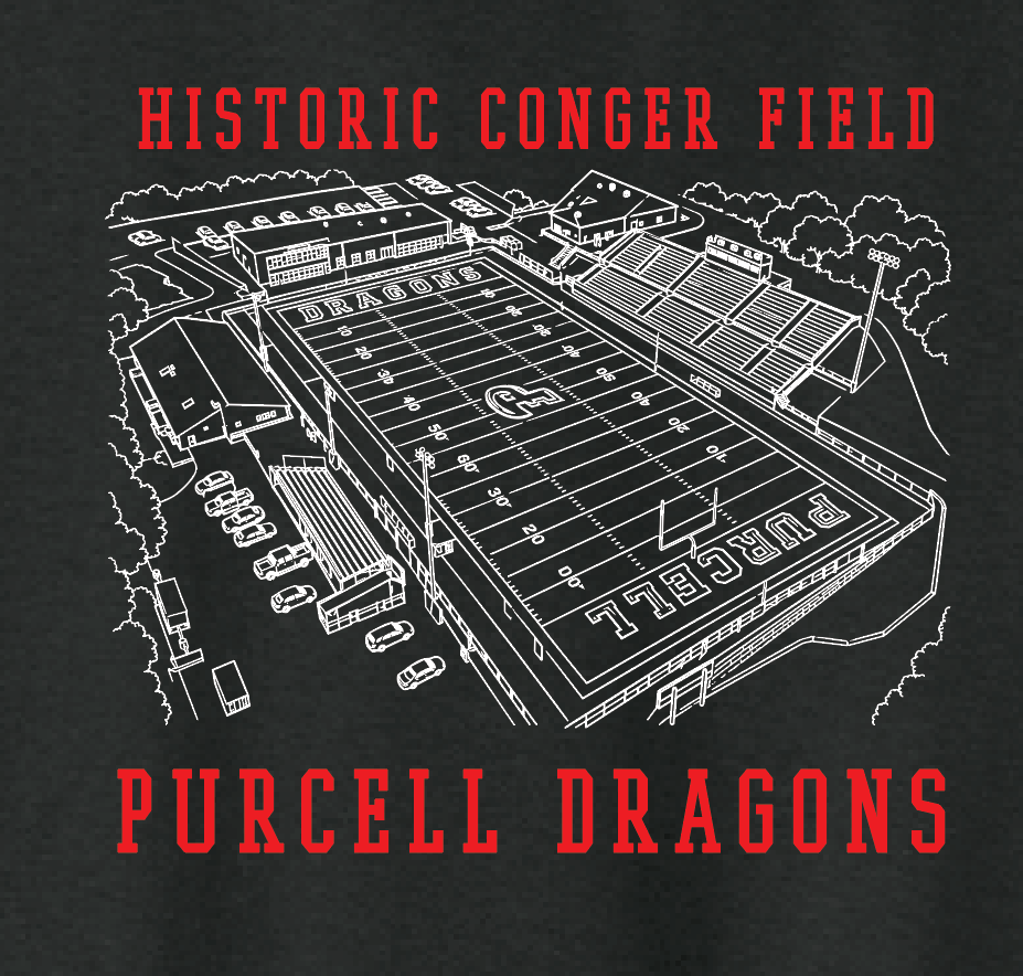 Purcell Band "Line Drawing Field" Design Gildan Hooded Sweatshirt (black)