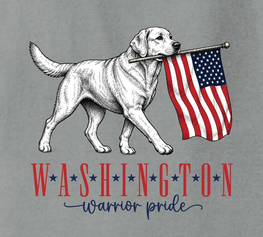 Washington High "Flag Pooch" Design Comfort Colors L/S T-shirt (granite)