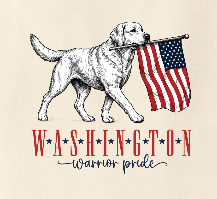 Washington High "Flag Pooch" Design Comfort Colors L/S T-shirt (ivory)