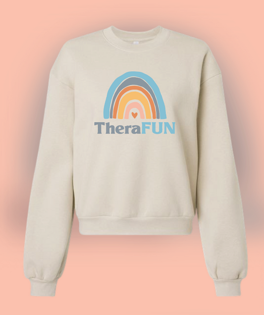 Therafun "Logo" Women's ReFlex Fleece Crewneck Sweatshirt (Bone)(reg)
