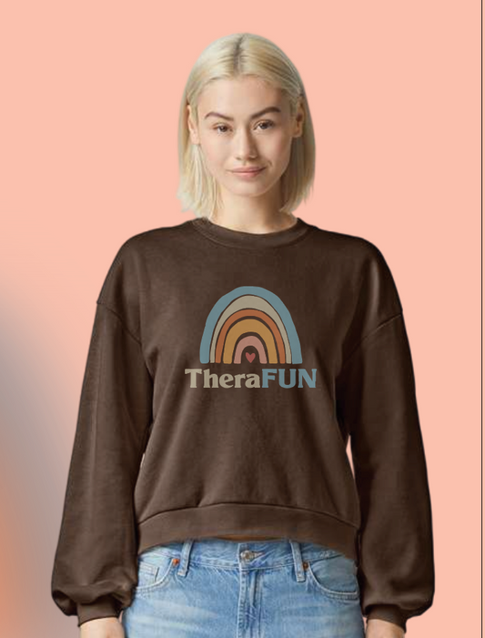 Therafun "Logo" Women's ReFlex Fleece Crewneck Sweatshirt (brown)(alt)