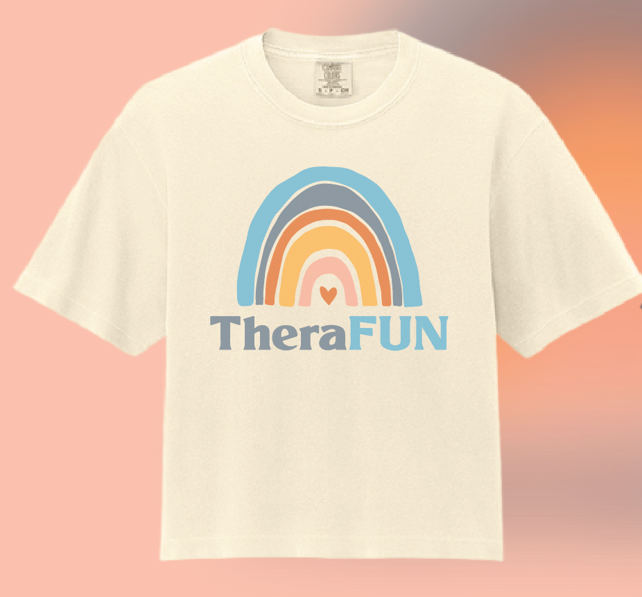 TheraFun "Logo" Design S/S Comfort Colors Women's BoxyT-shirt (ivory)(reg)