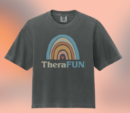 TheraFun "Logo" Design S/S Comfort Colors Women's BoxyT-shirt (pepper)(alt)