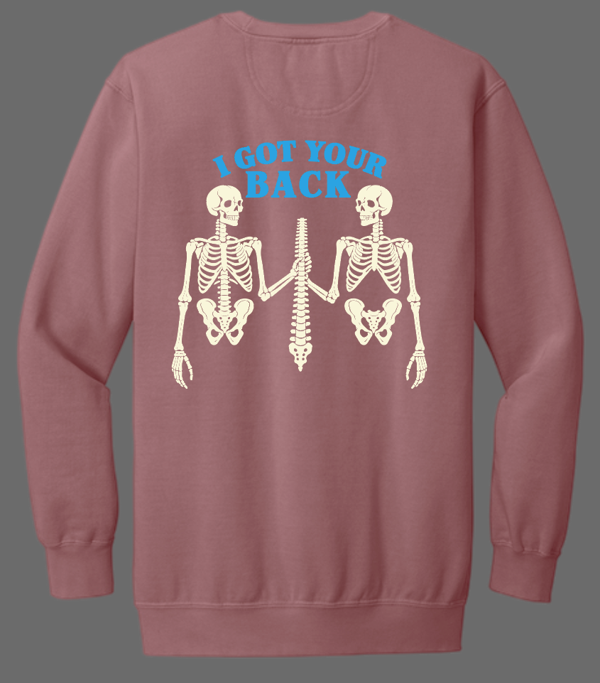 NRH Rehab "I Got Your Back" Design Comfort Colors Crewneck Sweatshirt (crimson)