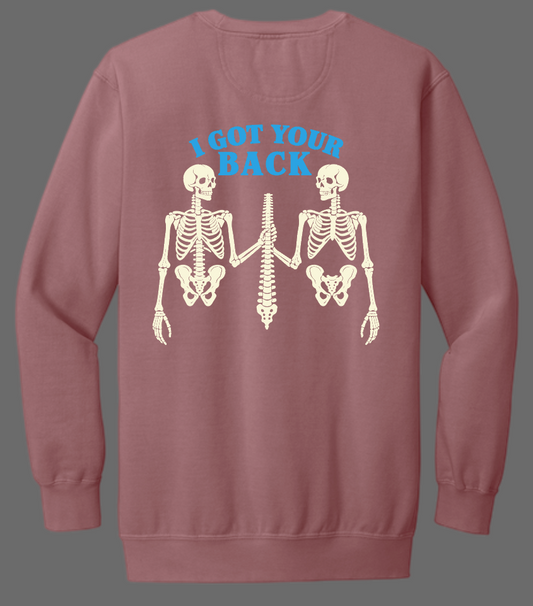 NRH Rehab "I Got Your Back" Design Comfort Colors Crewneck Sweatshirt (crimson)