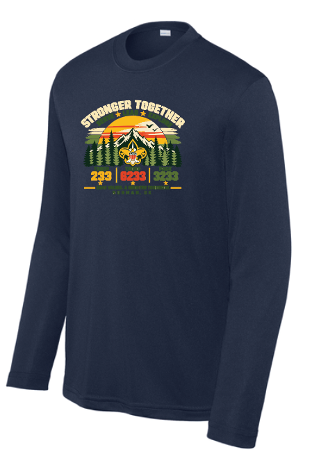 Troop 6233 & 233 & Pack 3233 "Brighter Tomorrows" Design L/S Dri-Fit T-shirt (navy)(youth/adult)