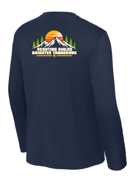 Troop 6233 & 233 & Pack 3233 "Brighter Tomorrows" Design L/S Dri-Fit T-shirt (navy)(youth/adult)